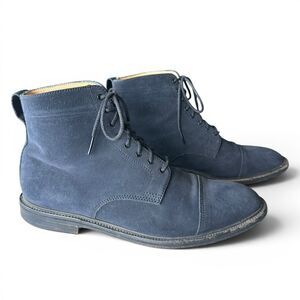 Alfred Sargent x J. Crew Men's UK 9.5 / US 10 Blue Suede Cap Toe Boots England